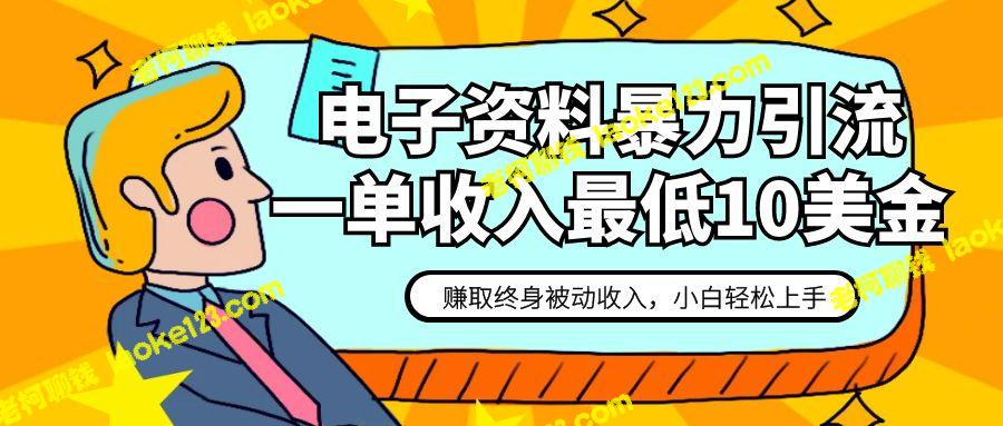 如何轻松赚取被动收益:电子资料引流+最低10美元单 如何轻松赚取被动收益:电子资料引流+最低10美元单